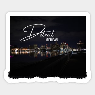 Detroit Michigan at night Sticker